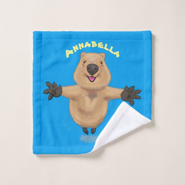 Joyeux sauter quokka dessin animé (Gant de toilette)
