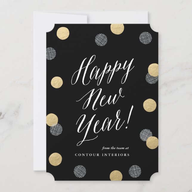 Joyeux Script de Nouvel An non photo carte de vaca (Devant)