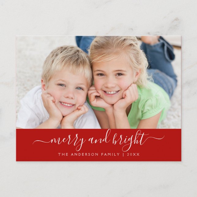 Joyeux script moderne carte photo de Noël (Devant)