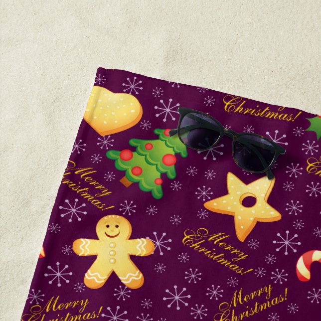 Joyeux serviette de plage de Noël (En situation)