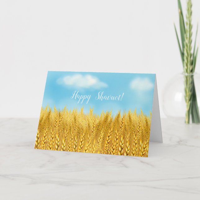 Joyeux SHAVUOT Carte de vœux Champ de Blé Doré Aqu (Devant)