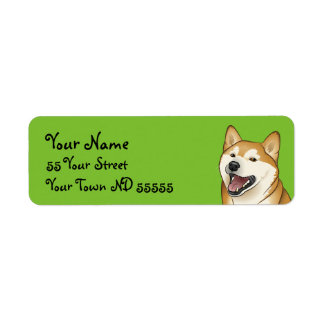 Joyeux Shiba Inu Chien Étiquettes de adresse japon