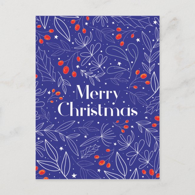 Joyeux Shinny Elegant Royal Blue Carte de Noël (Devant)