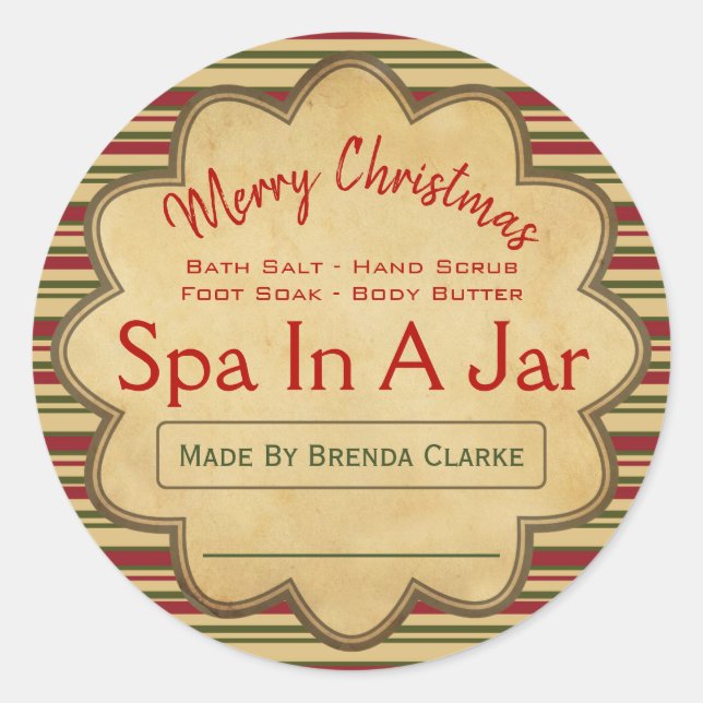 Joyeux Spa De Noël Dans Un Jar Idées Étiquettes (Devant)