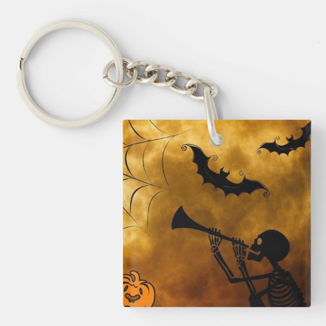 Joyeux squelette d'Halloween et Porte - clé d'arai (Devant)