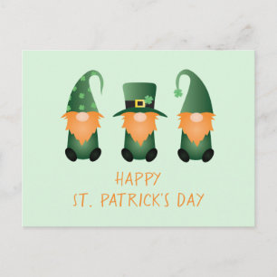 Joyeux St Patrick Gnomes Vert Orange Carte Postale