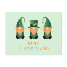 Joyeux St Patrick Gnomes Vert Orange Carte Postale