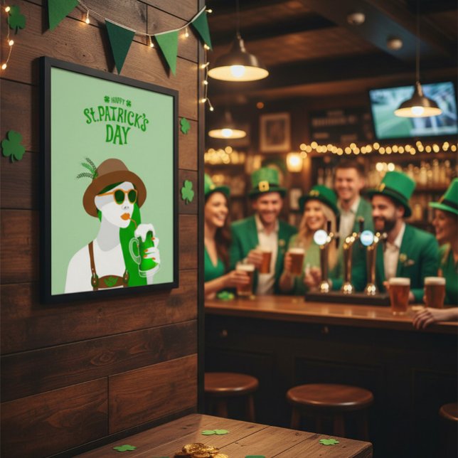 Joyeux St. Patrick’s Day Affiche Moderne Verte (Créateur téléchargé)