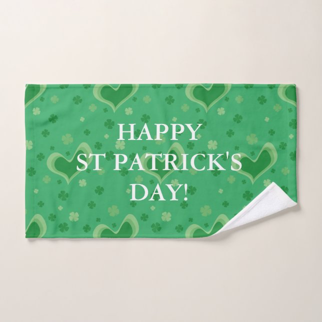 Joyeux St Patrick's Day verdoyant trèfle chanceux (Serviette à main)