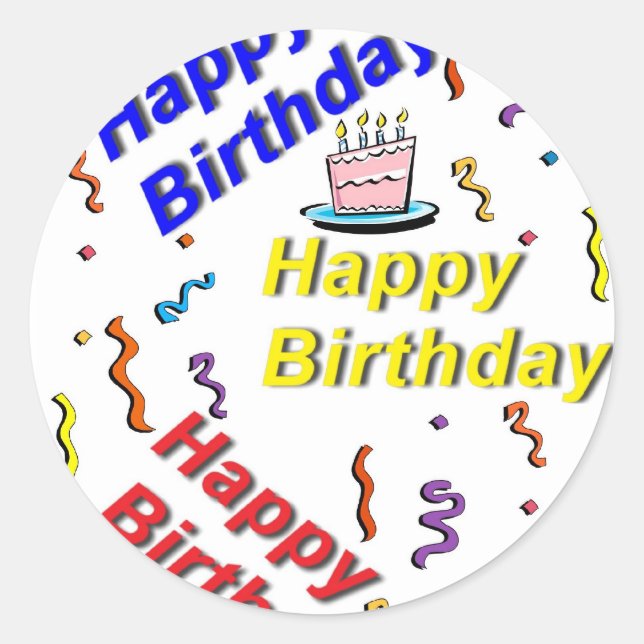 Joyeux Sticker au gâteau d'anniversaire (Devant)