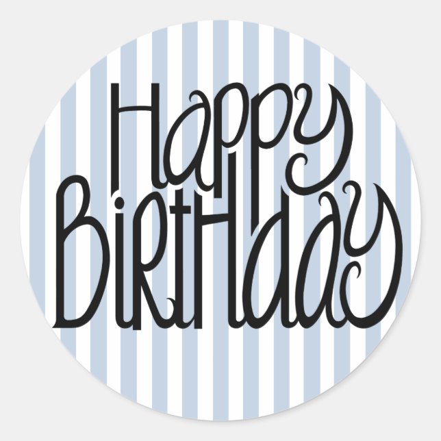 Joyeux Sticker Bleu Stripes Anniversaire (Devant)