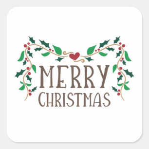 Joyeux Sticker Carré de Noël à tous