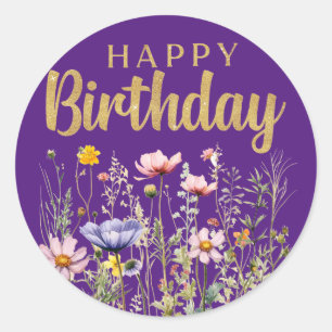 Joyeux Sticker Classique Fleur sauvage Anniversair