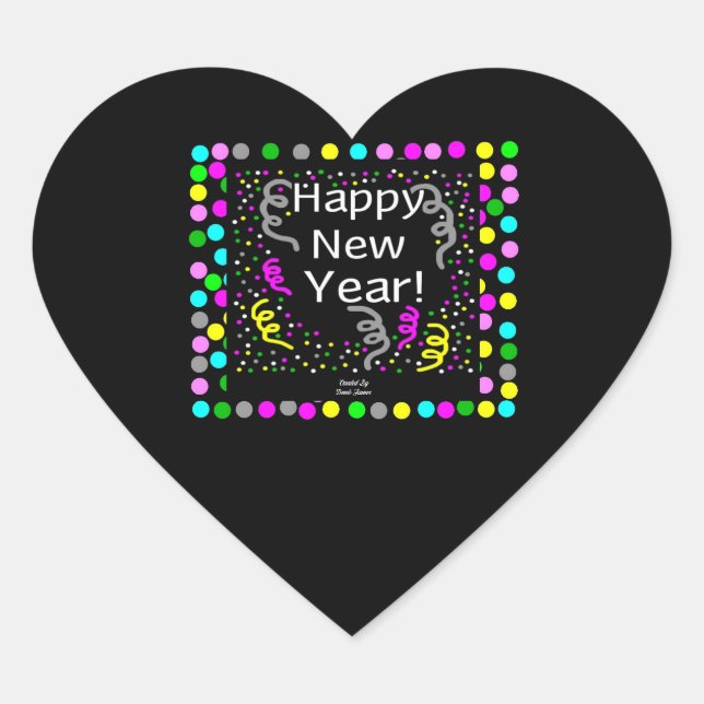 Joyeux Sticker Coeur de voeux du Nouvel An (Devant)