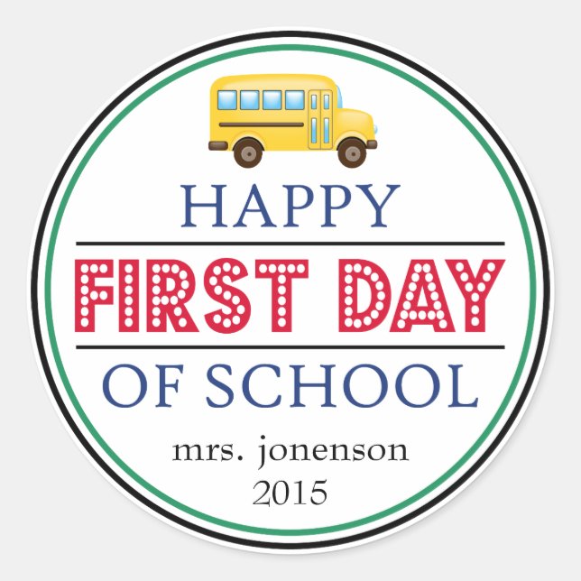 Joyeux Sticker De Bus Du Premier Jour De L'École ( (Devant)