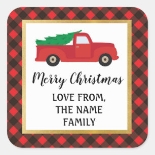 Joyeux Sticker de Noël Étiquettes Camion Rouge Pla