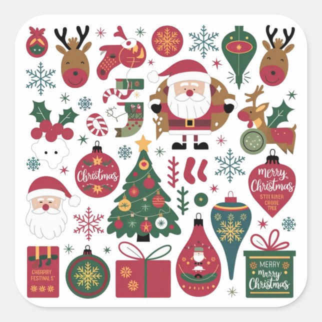 Joyeux Sticker de Noël pour cadeau, & cartes (Devant)