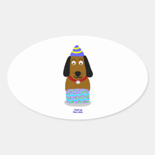 Joyeux Sticker ovale de la Coupe d'anniversaire