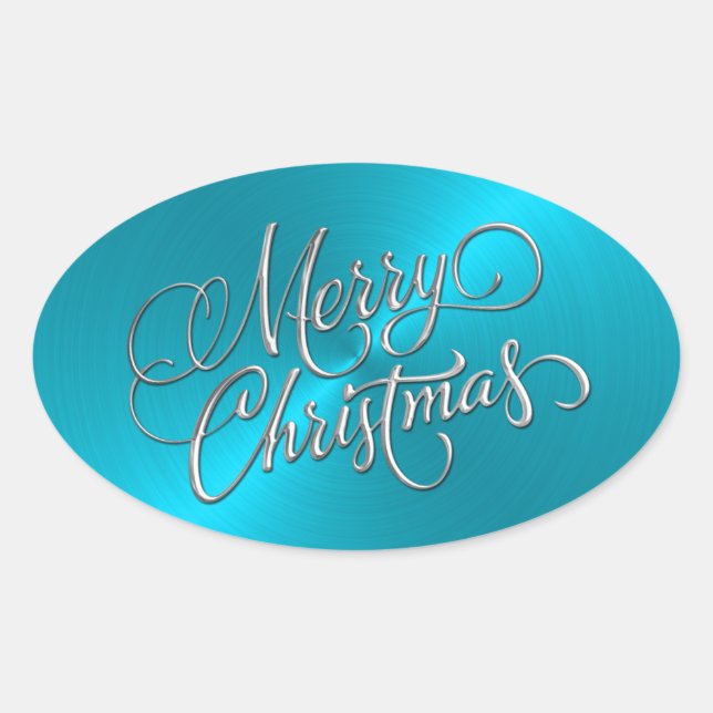 Joyeux Sticker Turquoise de Noël Revêtu (Devant)