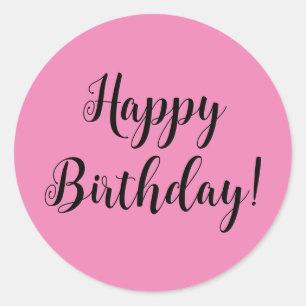 Joyeux Stickers Anniversaire Rond (rose)