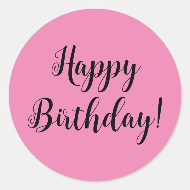 Joyeux Stickers Anniversaire Rond (rose) (Devant)