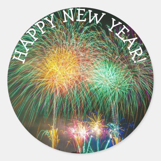 Joyeux Stickers du Nouvel An Feu d'artifice (Devant)