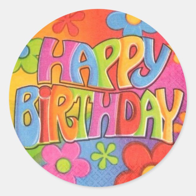 Joyeux Stickers Hippie d'anniversaire (Devant)