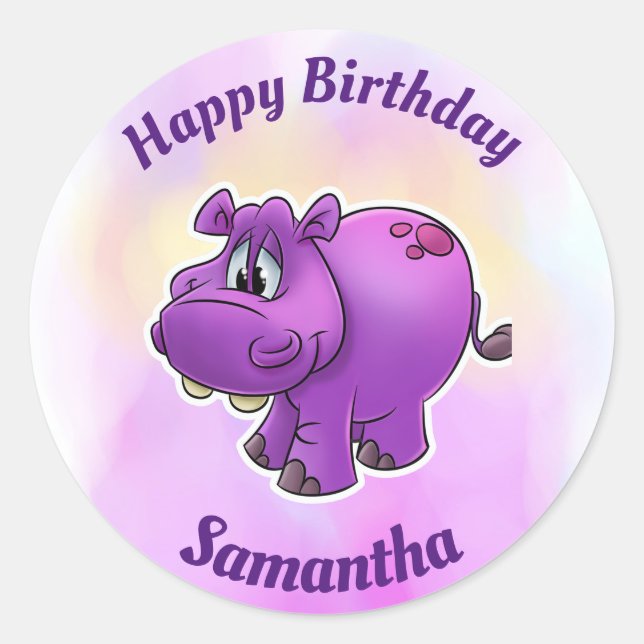 Joyeux Stickers Hippo Anniversaire (Devant)