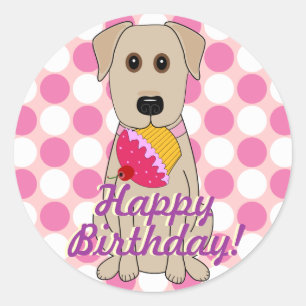 Joyeux Stickers Labrador Jaune anniversaire