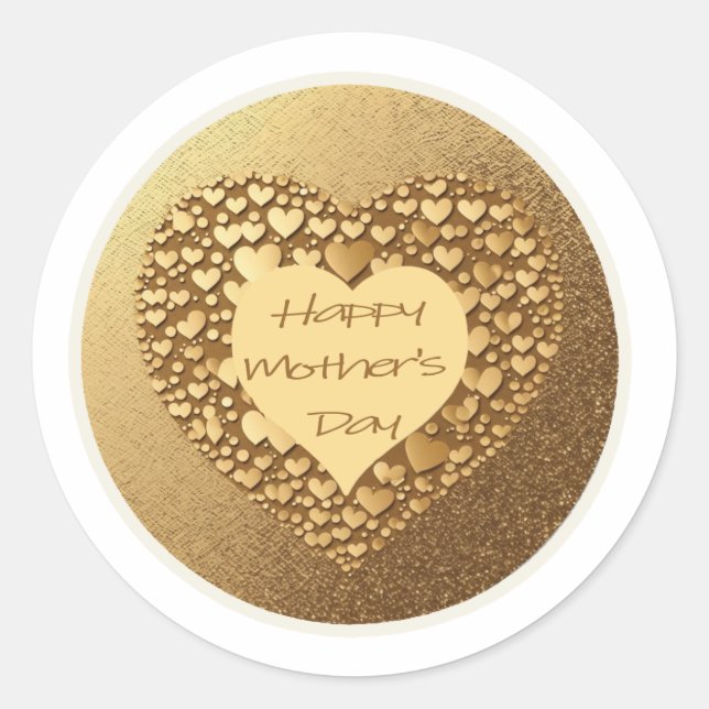 Joyeux Stickers Or Coeur de Fête des Mères (Devant)