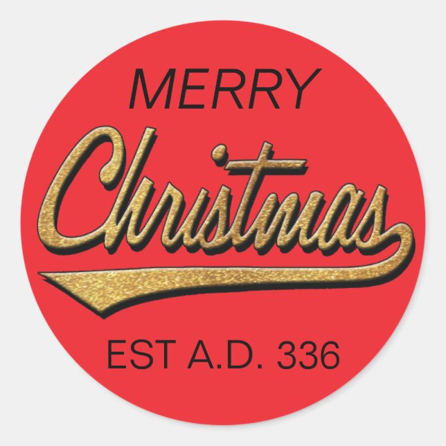 Joyeux stickers rétro de Noël rond (Devant)