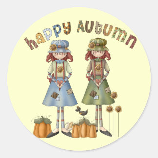 Joyeux Stickers ronds Thanksgiving d'automne