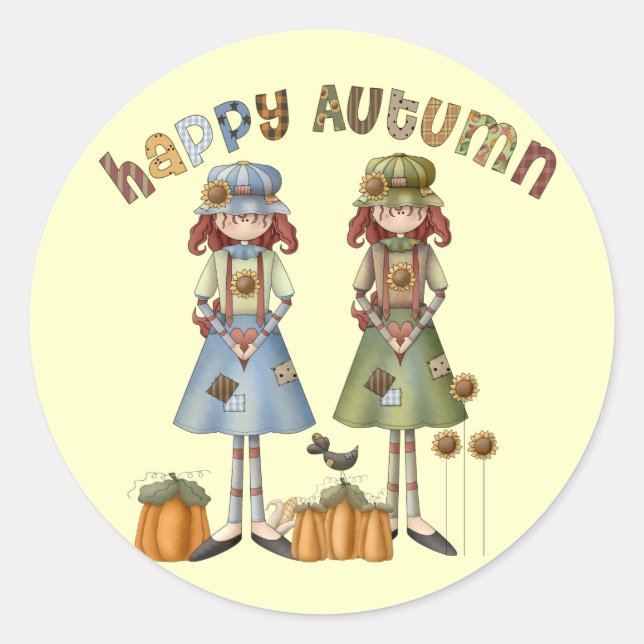 Joyeux Stickers ronds Thanksgiving d'automne (Devant)