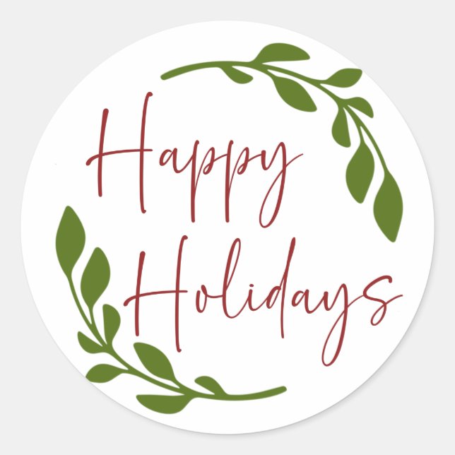 Joyeux Stickers ronds Wreath Vacances (Devant)