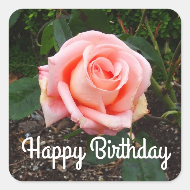 Joyeux Stickers Rose folklorique Anniversaire #1 (Devant)
