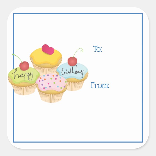 Joyeux Stickers Tag de gâteaux d'anniversaire (Devant)