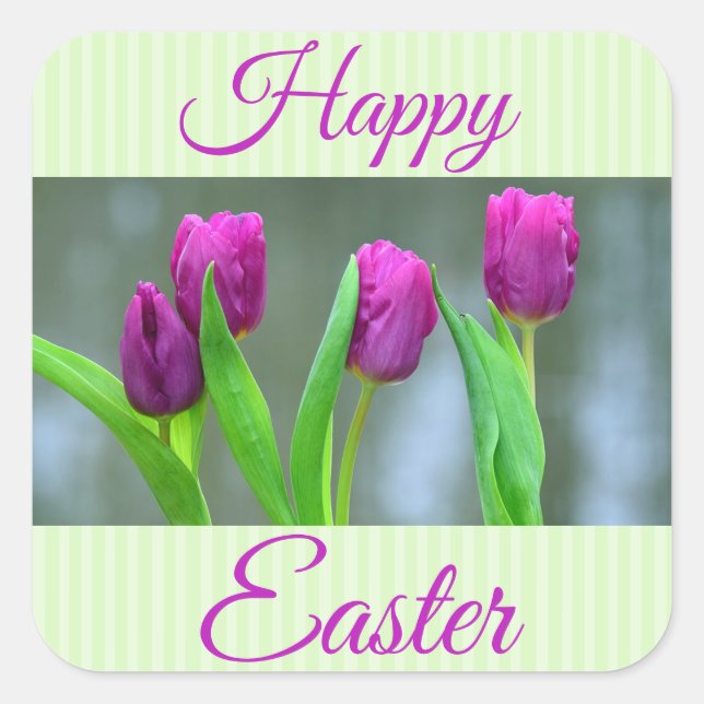 Joyeux Stickers Tulipes violettes de Pâques (Devant)