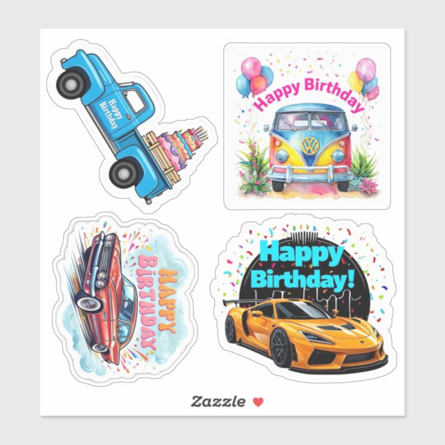 Joyeux Stickers véhicule d'anniversaire, Anniversa (Feuille)