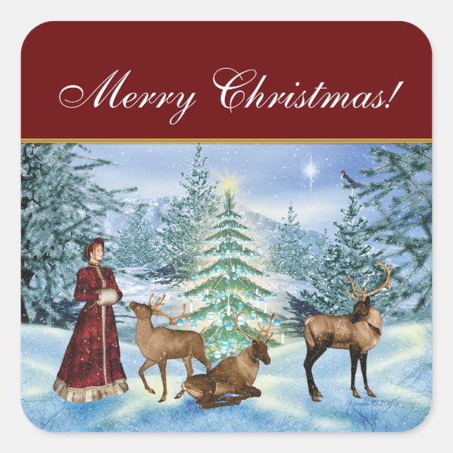 Joyeux Stickers Victorien hiver de Noël (Devant)