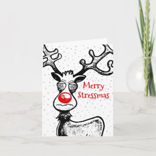 Joyeux Stress Noël Carte de Noël Rudolf