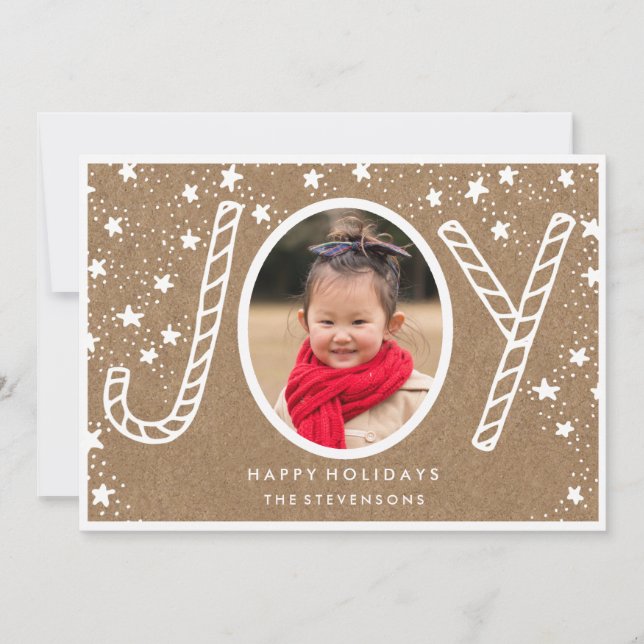 Joyeux Sucre de canne | Carte Rustique Kraft Holid (Devant)