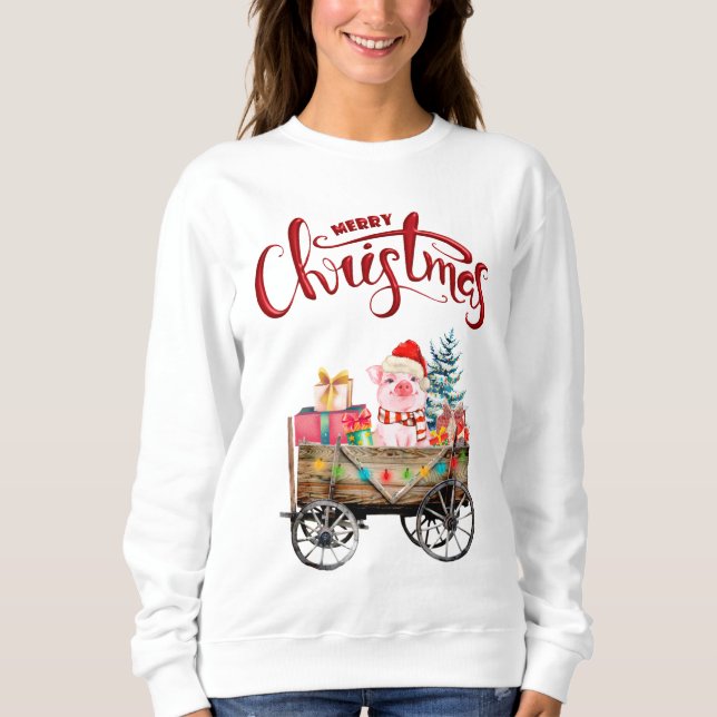 Joyeux Sweatshirt de porc de Noël (Devant)