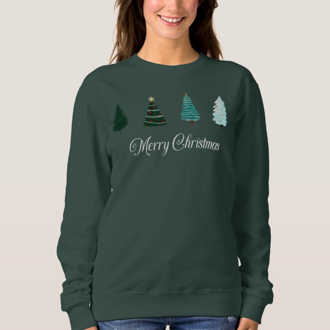 Joyeux Sweatshirt des arbres de Noël (Devant)