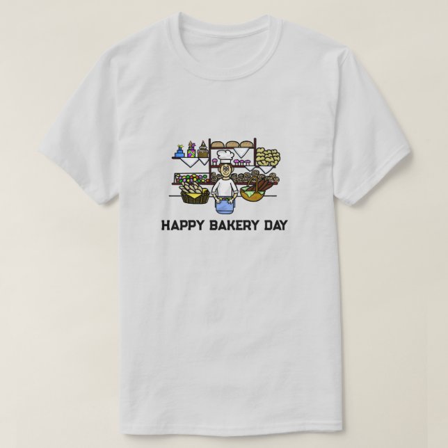 Joyeux T-shirt de la journée de boulangerie avec h (Design devant)