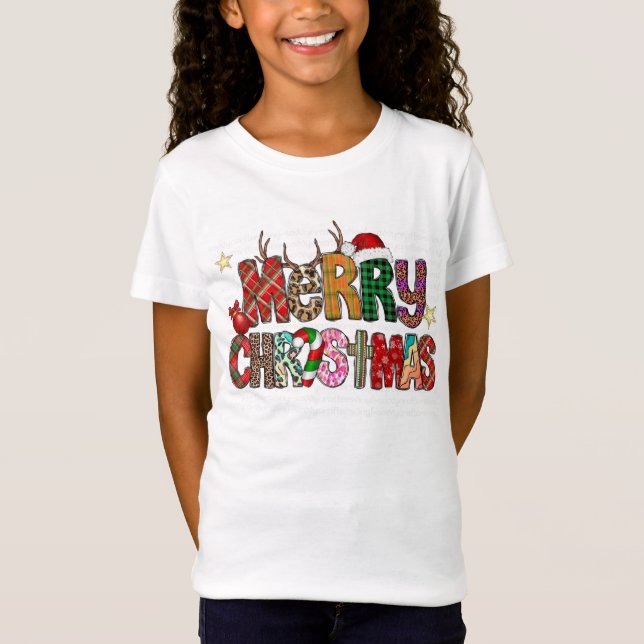 Joyeux T-shirt de Noël pour filles (Devant)
