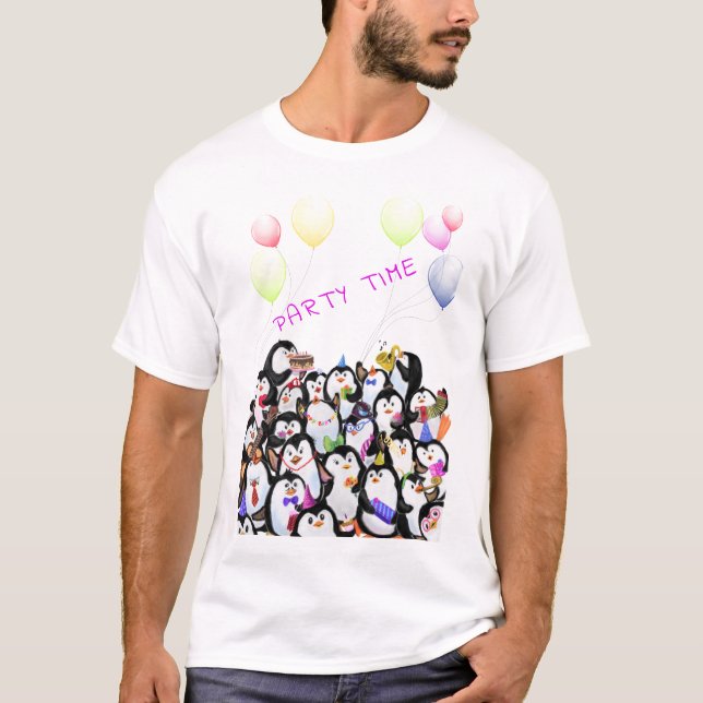 Joyeux T-shirt du parti des pingouins (Devant)