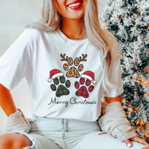 Joyeux T-shirt Empreinte de patte de Noël
