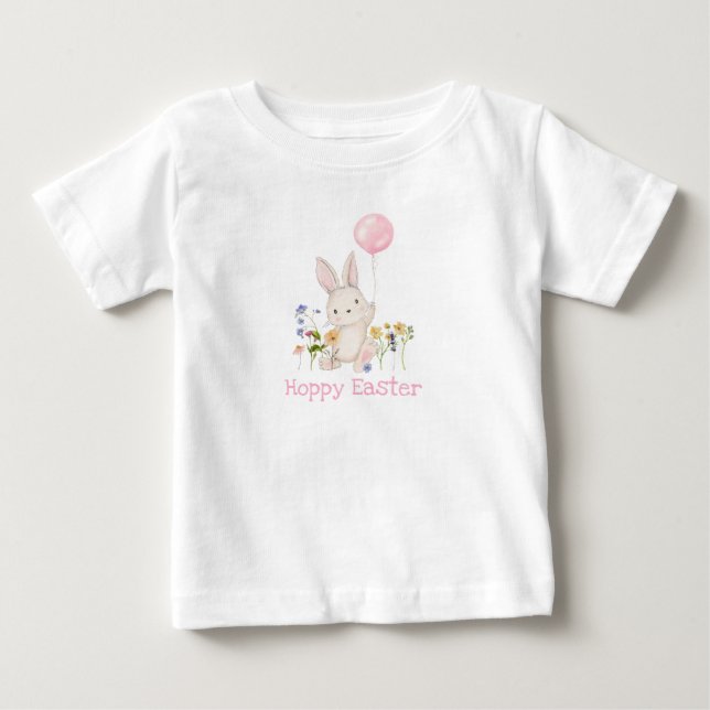Joyeux T-shirt filles lapin de Pâques (Devant)