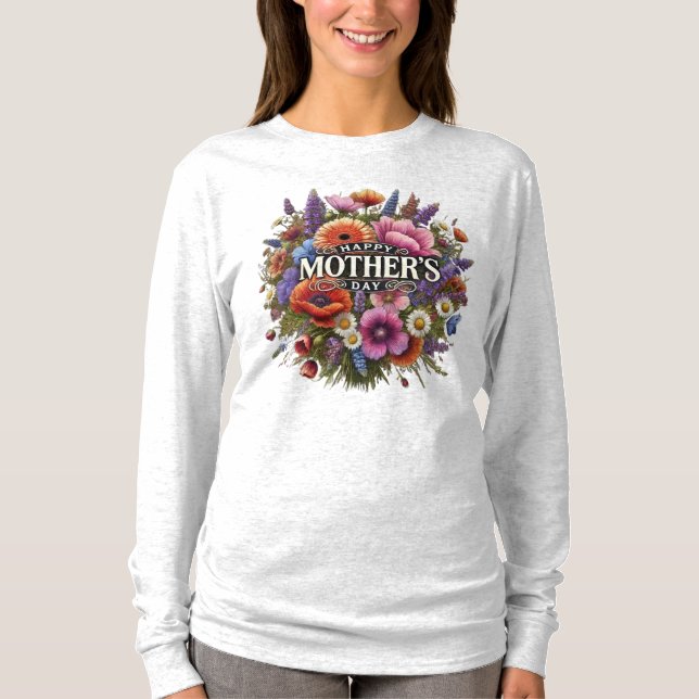 "Joyeux T-shirt Fleur sauvage de la Fête des Mères (Devant)