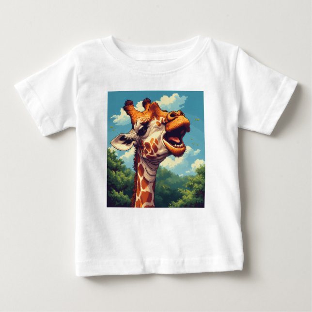 Joyeux T-shirt Giraffe Pixel Art (Devant)